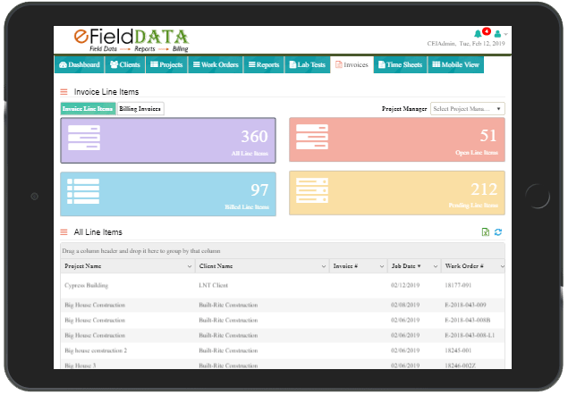 eFieldData Automated Project Tablet